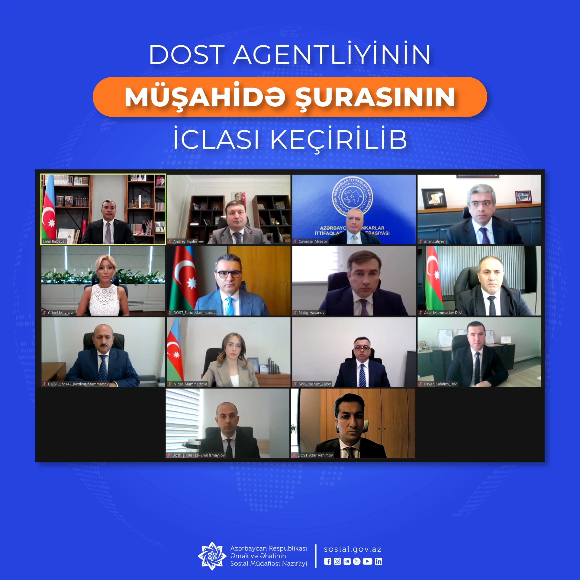 Sahil Babayev DOST Agentliyinin Müşahidə Şurasının iclasında çıxış edib